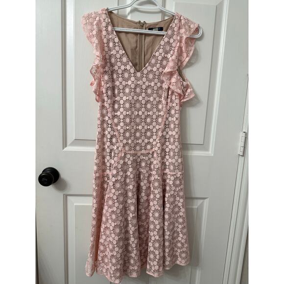Tommy Hilfiger Pink Floral Lace Fit & Flare Dress | Size 6 - Picture 3 of 6